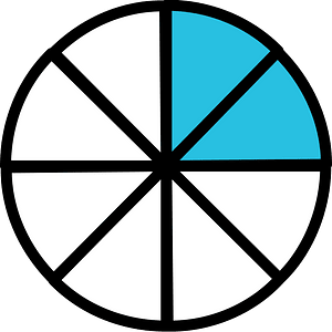 Cerulean-Blue Circles Fractions 2:8