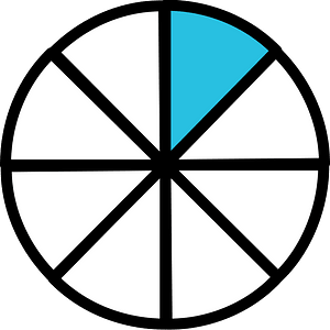 Cerulean-Blue Circles Fractions 1:8