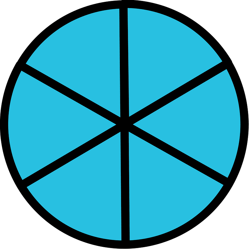 Cerulean-Blue Circles Fractions 6:6