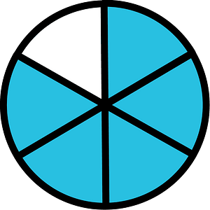 Cerulean-Blue Circles Fractions 5:6