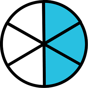 Cerulean-Blue Circles Fractions 3:6
