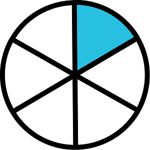 Cerulean-Blue Circles Fractions 1:6