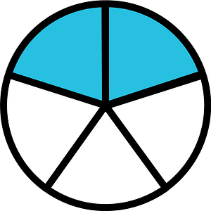 Cerulean-Blue Circles Fractions 2:5