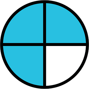 Cerulean-Blue Circles Fractions 3:4
