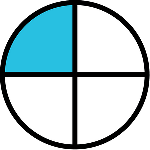 Cerulean-Blue Circles Fractions 1:4