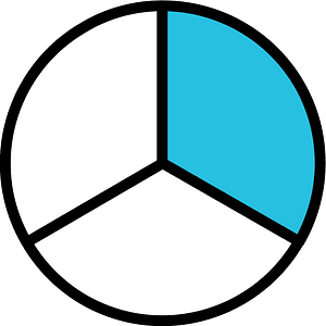 Cerulean-Blue Circles Fractions 1:3