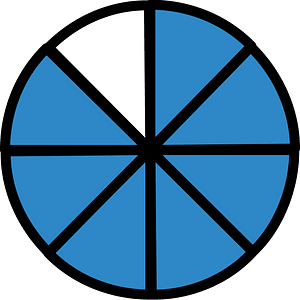 Blue Circles Fractions 7:8