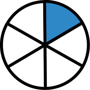 Blue Circles Fractions 1:6