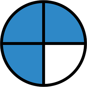 Blue Circles Fractions 3:4