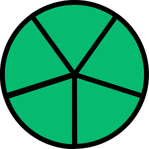 Green Circles Fractions 5:5