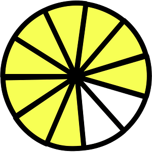 Yellow Circles Fractions 9:11