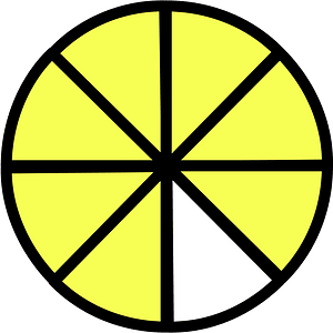 Yellow Circles Fractions 7:8