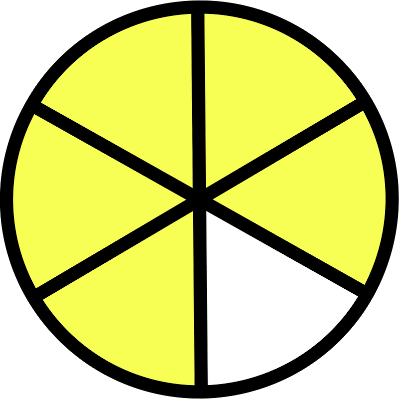 Yellow Circles Fractions 5:6