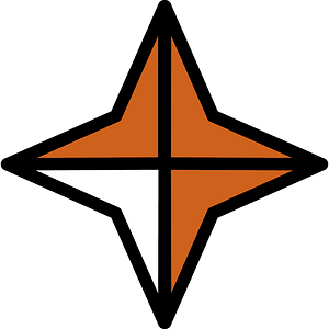 Orange-Brown Four-pointed star fractions 3:4