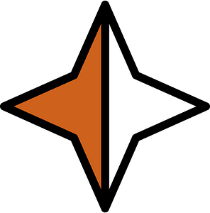 Orange-Brown Four-pointed star fractions 1:2