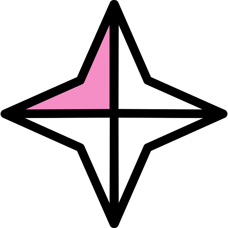 Purple Four-pointed star fractions 1:4