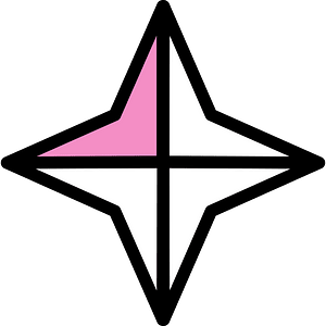 Purple Four-pointed star fractions 1:4