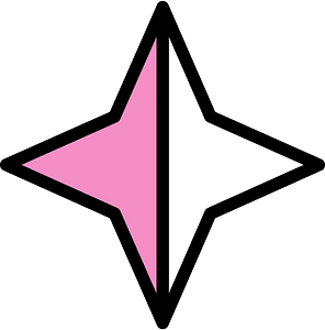 Purple Four-pointed star fractions 1:2
