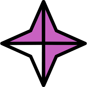Magenta Four-pointed star fractions 3:4