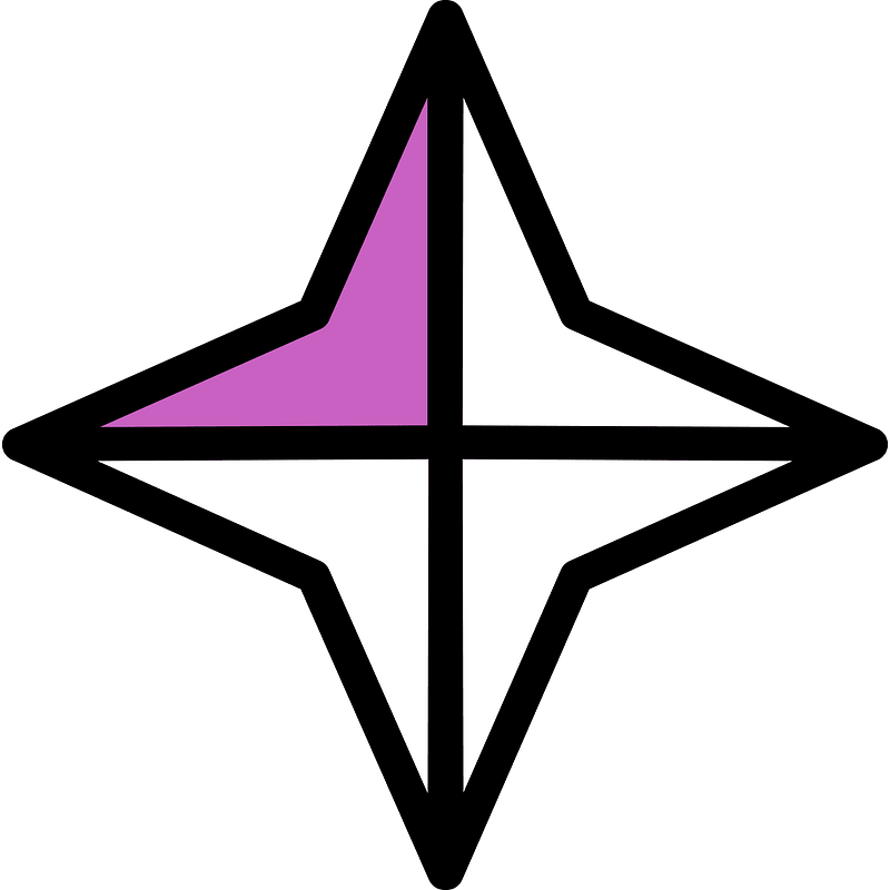 Magenta Four-pointed star fractions 1:4
