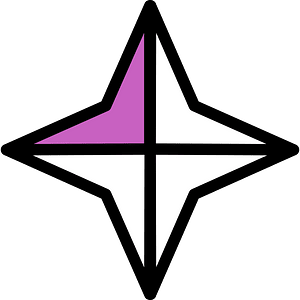 Magenta Four-pointed star fractions 1:4