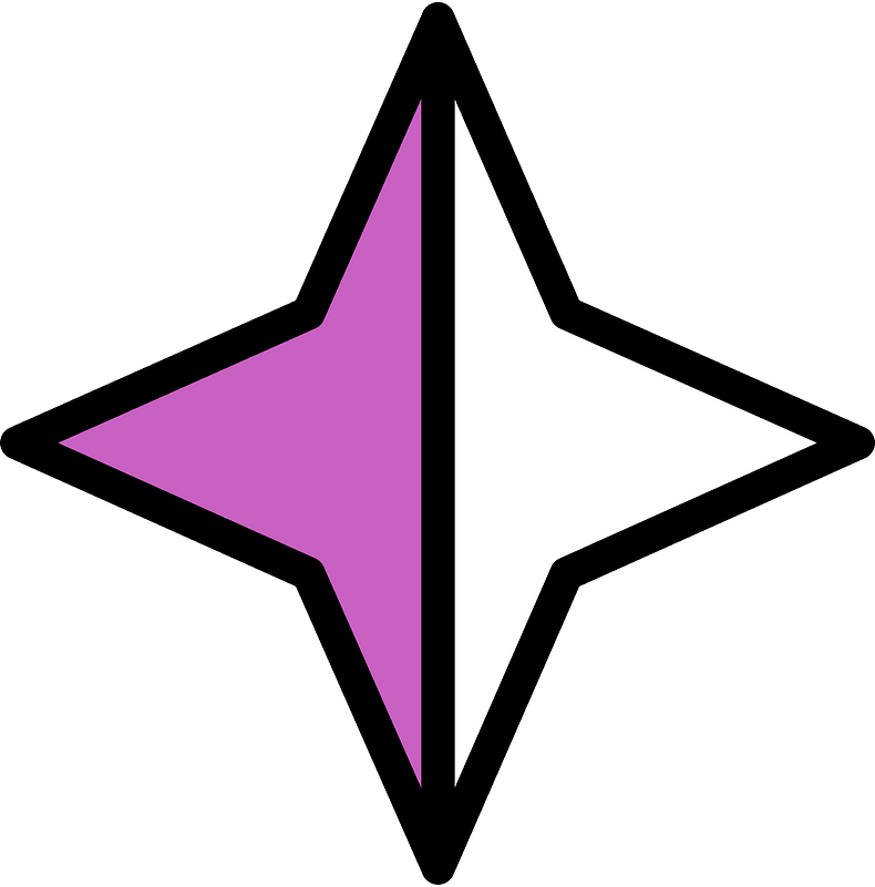 Magenta Four-pointed star fractions 1:2