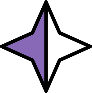 Violet Four-pointed star fractions 1:2