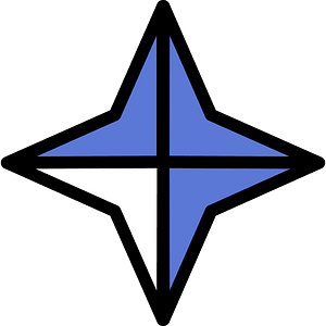 Ultramarine Four-pointed star fractions 3:4