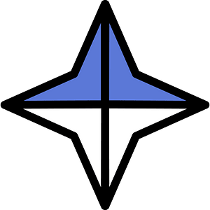 Ultramarine Four-pointed star fractions 2:4