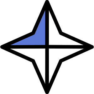 Ultramarine Four-pointed star fractions 1:4