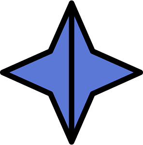 Ultramarine Four-pointed star fractions 2:2
