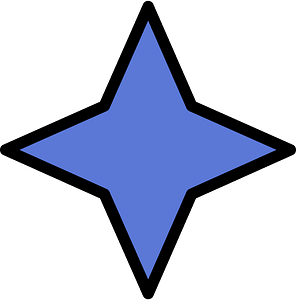 Ultramarine Four-pointed star fractions 1:1