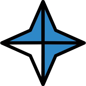 Blue Four-pointed star fractions 3:4