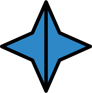 Blue Four-pointed star fractions 2:2