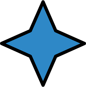 Blue Four-pointed star fractions 1:1