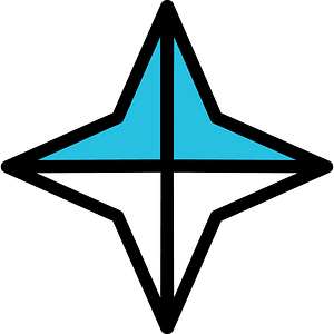 Cerulean-Blue Four-pointed star fractions 2:4