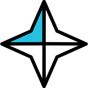 Cerulean-Blue Four-pointed star fractions 1:4
