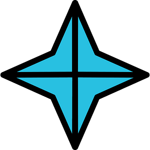 Cerulean-Blue Four-pointed star fractions 4:4