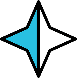 Cerulean-Blue Four-pointed star fractions 1:2