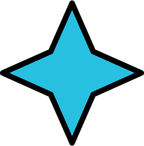 Cerulean-Blue Four-pointed star fractions 1:1