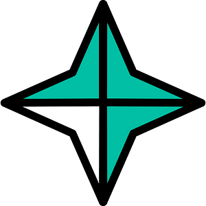 Teal-Green Four-pointed star fractions 3:4