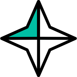 Teal-Green Four-pointed star fractions 1:4