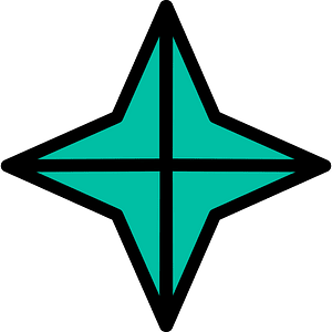 Teal-Green Four-pointed star fractions 4:4