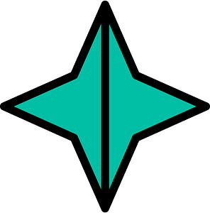 Teal-Green Four-pointed star fractions 2:2