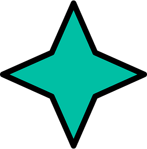Teal-Green Four-pointed star fractions 1:1