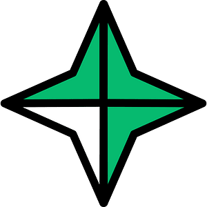 Green Four-pointed star fractions 3:4