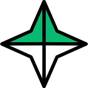 Green Four-pointed star fractions 2:4