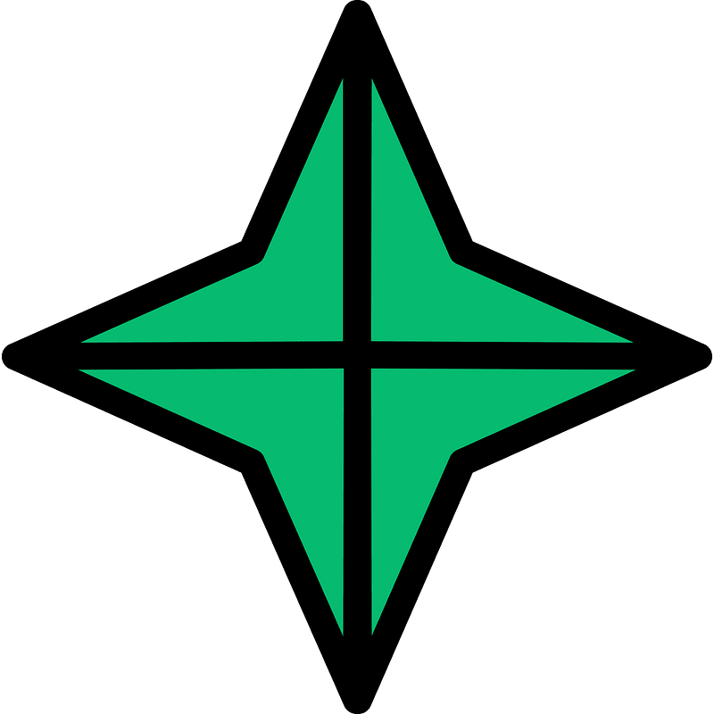 Green Four-pointed star fractions 4:4