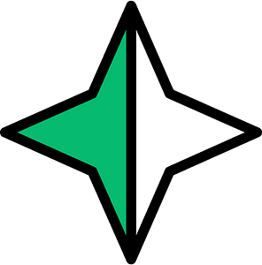 Green Four-pointed star fractions 1:2