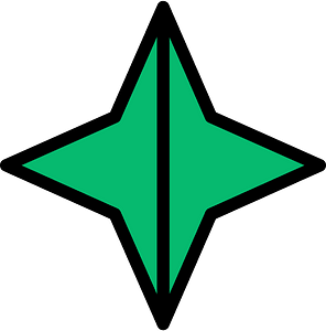 Green Four-pointed star fractions 2:2
